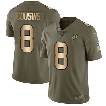 Nike Redskins #8 Kirk Cousins Olive Gold Men's Stitched NFL Limited 2017 Salute To Service Jersey