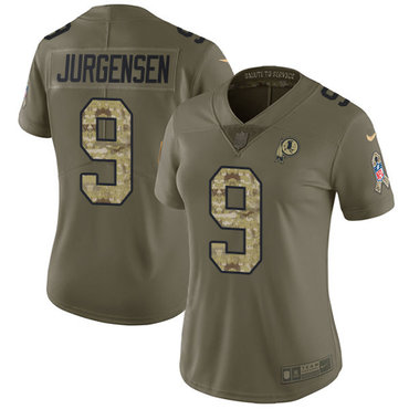 Nike Redskins #9 Sonny Jurgensen Olive Camo Women's Stitched NFL Limited 2017 Salute to Service Jersey