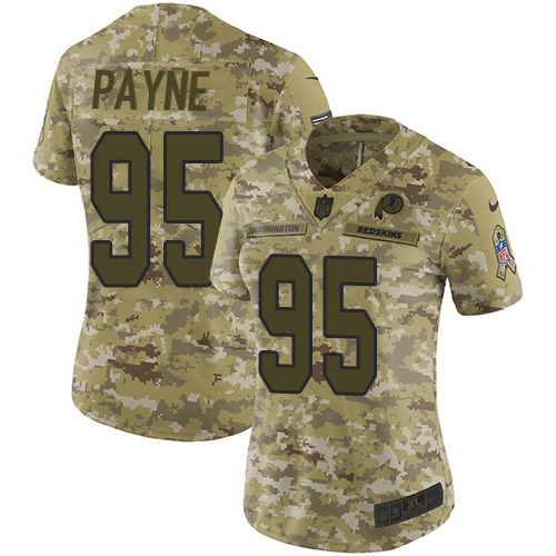 Nike Redskins #95 Da'Ron Payne Camo Women's Stitched NFL Limited 2018 Salute to Service Jersey