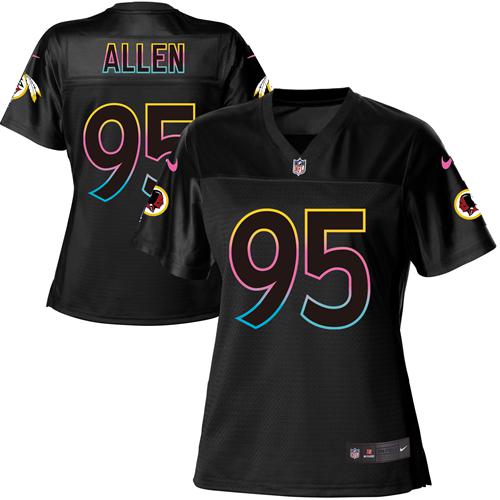 Nike Redskins #95 Jonathan Allen Black Women's NFL Fashion Game Jersey