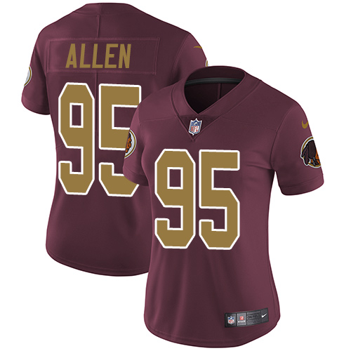 Nike Redskins #95 Jonathan Allen Burgundy Red Alternate Women's Stitched NFL Vapor Untouchable Limited Jersey