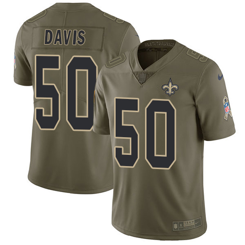 Nike Saints #50 DeMario Davis Olive Men's Stitched NFL Limited 2017 Salute To Service Jersey