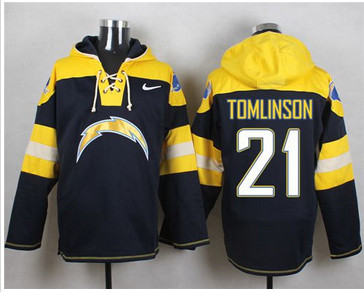 Nike San Diego Chargers #21 LaDainian Tomlinson Navy Blue Player Pullover NFL Hoodie