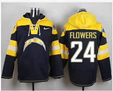 Nike San Diego Chargers #24 Brandon Flowers Navy Blue Player Pullover NFL Hoodie