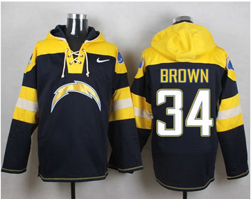 Nike San Diego Chargers #34 Donald Brown Navy Blue Player Pullover NFL Hoodie