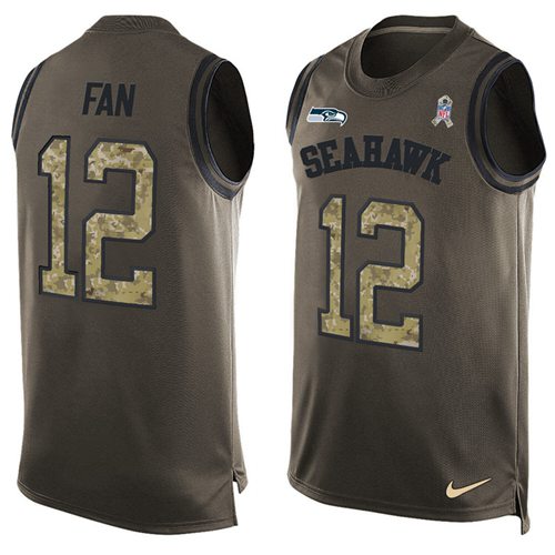 Nike Seahawks #12 Fan Green Men's Stitched NFL Limited Salute To Service Tank Top Jersey