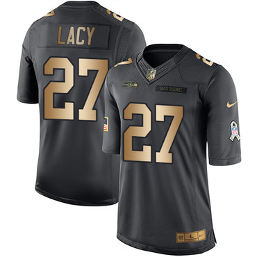 Nike Seahawks #27 Eddie Lacy Black Youth Stitched NFL Limited Gold Salute to Service Jersey
