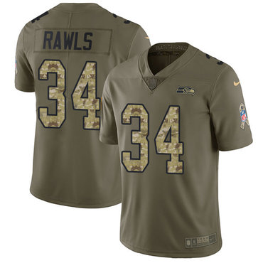 Nike Seahawks #34 Thomas Rawls Olive Camo Youth Stitched NFL Limited 2017 Salute to Service Jersey