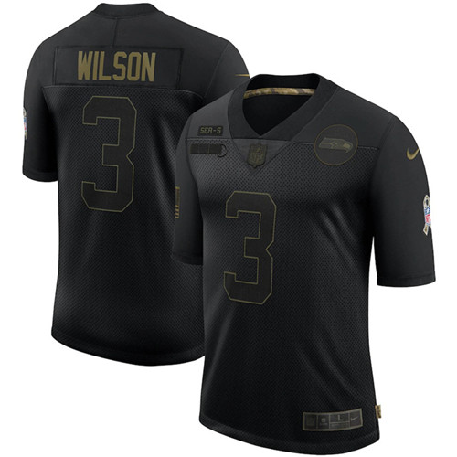 Nike Seahawks 3 Russell Wilson Black 2020 Salute To Service Limited Jersey
