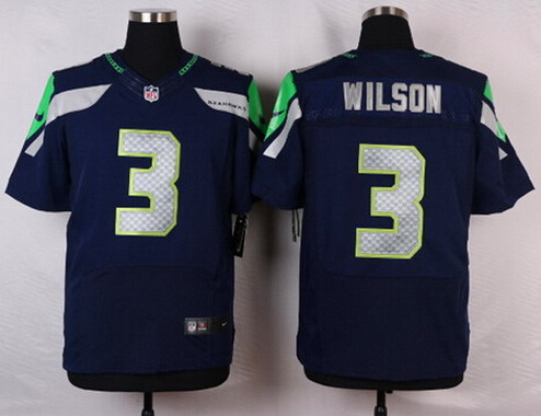 Nike Seattle Seahawks #3 Russell Wilson Blue Elite Jersey