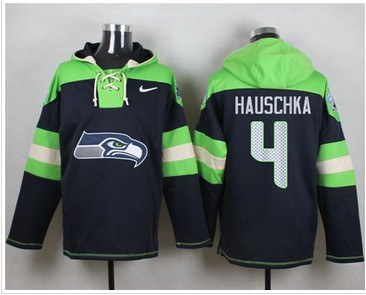 Nike Seattle Seahawks #4 Steven Hauschka Steel Blue Player Pullover NFL Hoodie