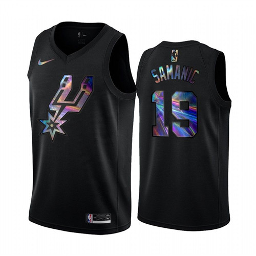 Nike Spurs #19 Luka Samanic Men's Iridescent Holographic Collection NBA Jersey - Black