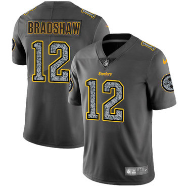 Nike Steelers #12 Terry Bradshaw Gray Static Youth NFL Vapor Untouchable Game Jersey