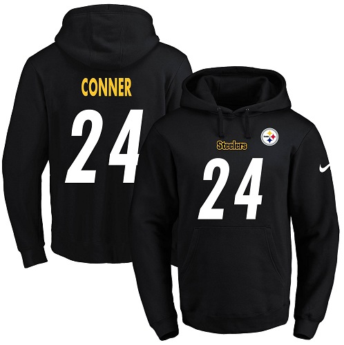 Nike Steelers #24 James Conner Black Name & Number Pullover NFL Hoodie