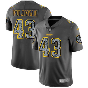 Nike Steelers #43 Troy Polamalu Gray Static Youth NFL Vapor Untouchable Game Jersey