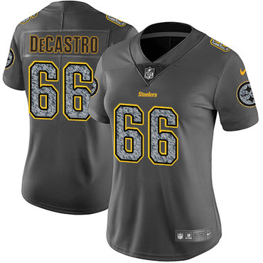 Nike Steelers #66 David DeCastro Gray Static Women's NFL Vapor Untouchable Game Jersey