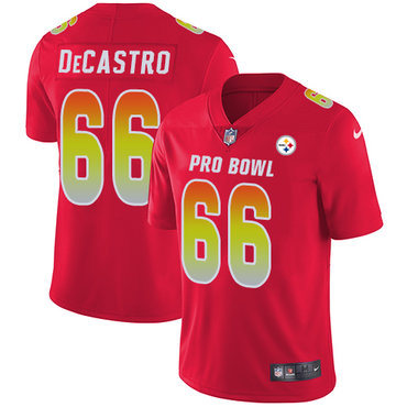 Nike Steelers #66 David DeCastro Red Women's Stitched NFL Limited AFC 2018 Pro Bowl Jersey