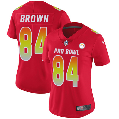 Nike Steelers #84 Antonio Brown Red Women's Stitched NFL Limited AFC 2019 Pro Bowl Jersey