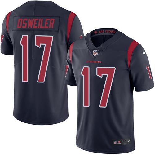 Nike Texans #17 Brock Osweiler Navy Blue Men's Stitched NFL Limited Rush Jersey