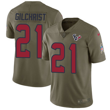 Nike Texans 21 Marcus Gilchrist Olive Salute To Service Limited Jersey