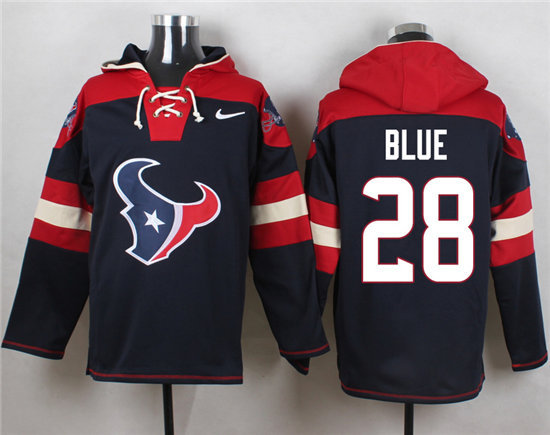 Nike Texans 28 Alfred Blue Navy Hooded Stitched Jersey