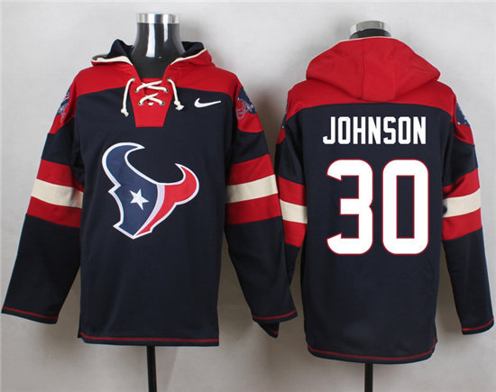 Nike Texans 30 Kevin Johnson Navy Hooded Stitched Jersey