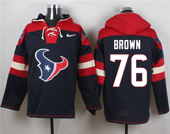 Nike Texans 76 Duane Brown Navy Hooded Stitched Jersey