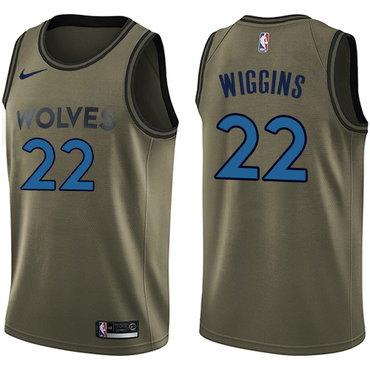 Nike Timberwolves #22 Andrew Wiggins Green Salute to Service NBA Swingman Jersey