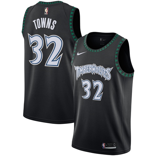 Nike Timberwolves #32 Karl-Anthony Towns Black NBA Swingman Hardwood Classics Jersey