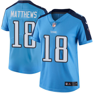 Nike Titans #18 Rishard Matthews Light Blue Team Color Women's Stitched NFL Vapor Untouchable Limited Jersey