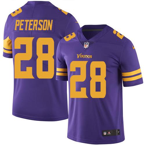 Nike Vikings #28 Adrian Peterson Purple Men's Stitched NFL Limited Rush Jersey