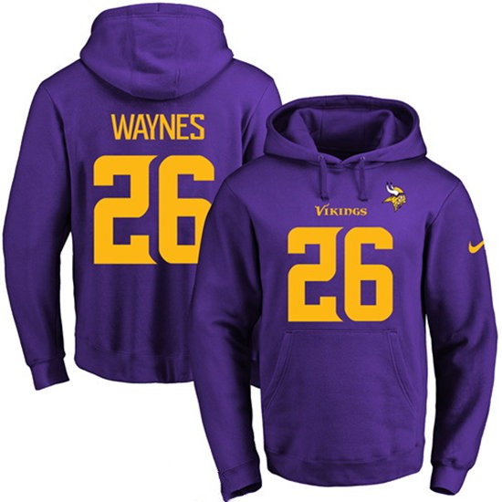 Nike Vikings 26 Trae Waynes Purple Men's Pullover Hoodie