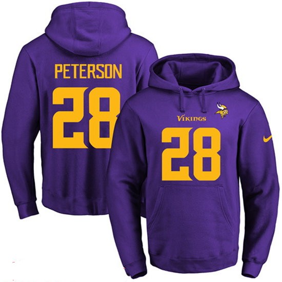Nike Vikings 28 Adrian Peterson Purple Men's Pullover Hoodie