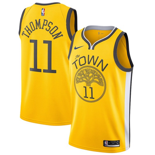 Nike Warriors #11 Klay Thompson Gold Big size custom