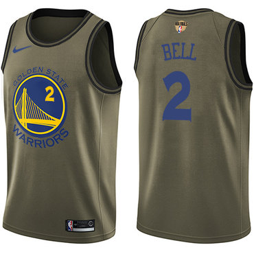 Nike Warriors #2 Jordan Bell Green Salute to Service The Finals Patch NBA Swingman Jersey