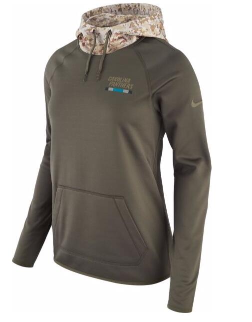 Nike Women's Carolina Panthers Olive Salute To Service Sideline Therma Pullover Hoodie