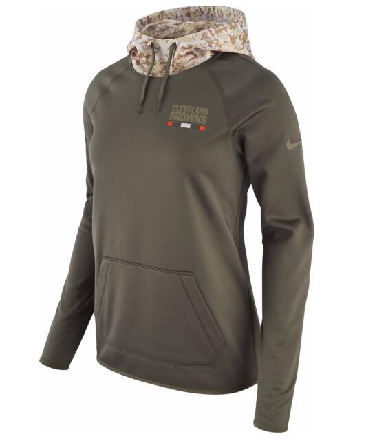 Nike Women's Cleveland Browns Olive Salute To Service Sideline Therma Pullover Hoodie