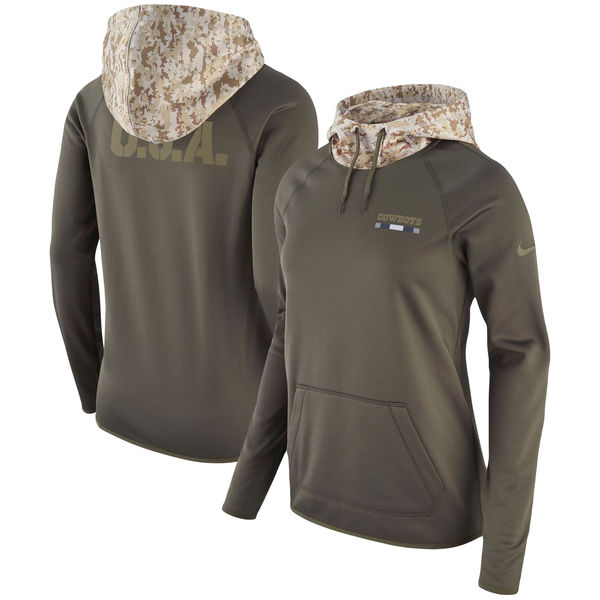 Nike Women's Dallas Cowboys Olive Salute To Service Sideline Therma Pullover Hoodie