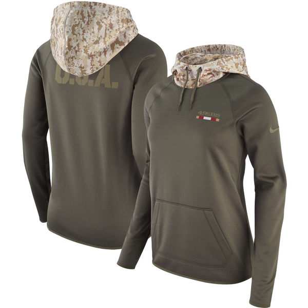 Nike Women's San Francisco 49ers Olive Salute To Service Sideline Therma Pullover Hoodie