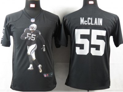 NEW Youth Oakland Raiders #55 Mcclain Black Portrait Fashion Game Jerseys