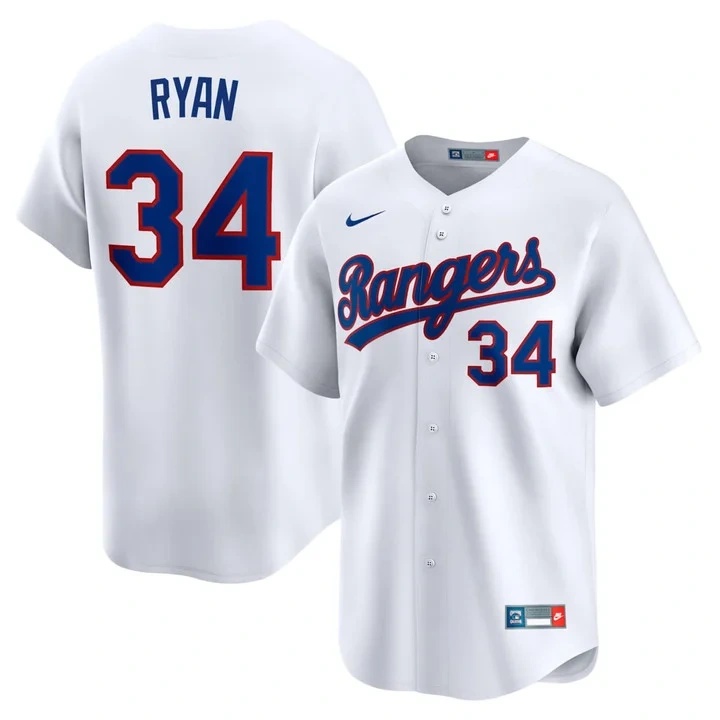 Nolan Ryan #34 Texas Rangers White Jersey