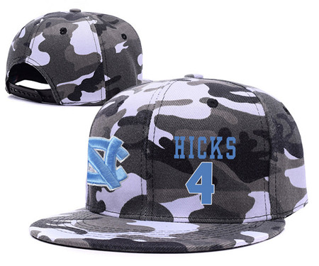 North Carolina Tar Heels 4 Isaiah Hicks Gray Camo College Basketball Adjustable Hat