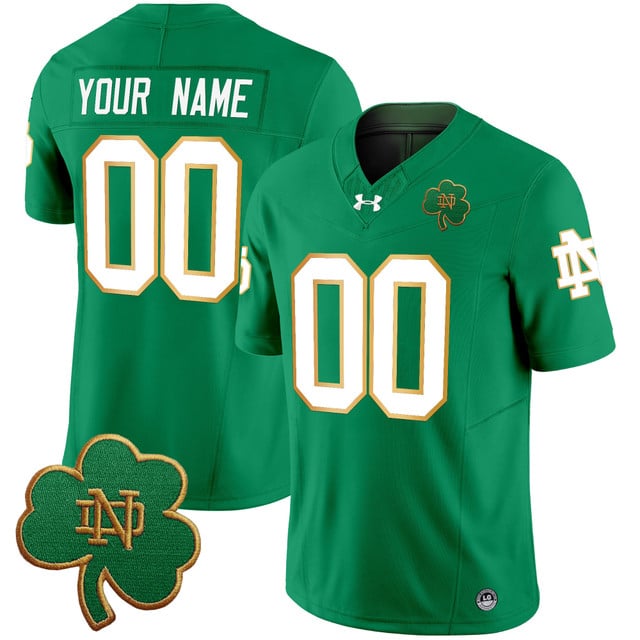 Notre Dame Fighting Irish 2025 Vapor Limited Custom Jersey V3 green