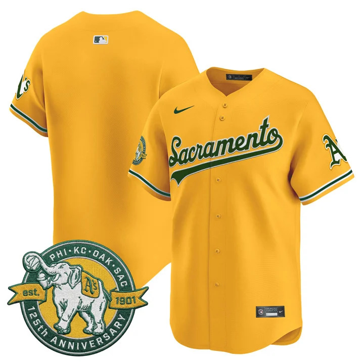 OAKLAND ATHLETICS 'SACRAMENTO EDITION' VAPOR PREMIER LIMITED JERSEY - 125TH ANNIVERSARY PATCH BLANK