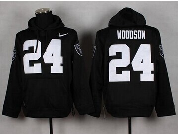 Oakland Raiders #24 Charles Woodson Black Pullover NFL Hoodie