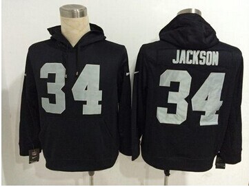 Oakland Raiders #34 Bo Jackson Black Pullover NFL Hoodie