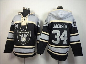 Oakland Raiders #34 Bo Jackson Black Sawyer Hooded Sweatshirt NFL Hoodie