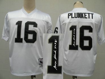 Oakland Raiders 16# Jim Plunkett White throwback Jersey(Signed Elite)