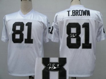 Oakland Raiders 81 T.brown White Throwback Jersey(Signed Elite)