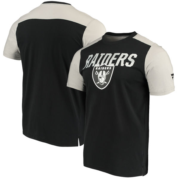 Oakland Raiders NFL Pro Line By Fanatics Branded Iconic Color Blocked T-Shirt Black Gray